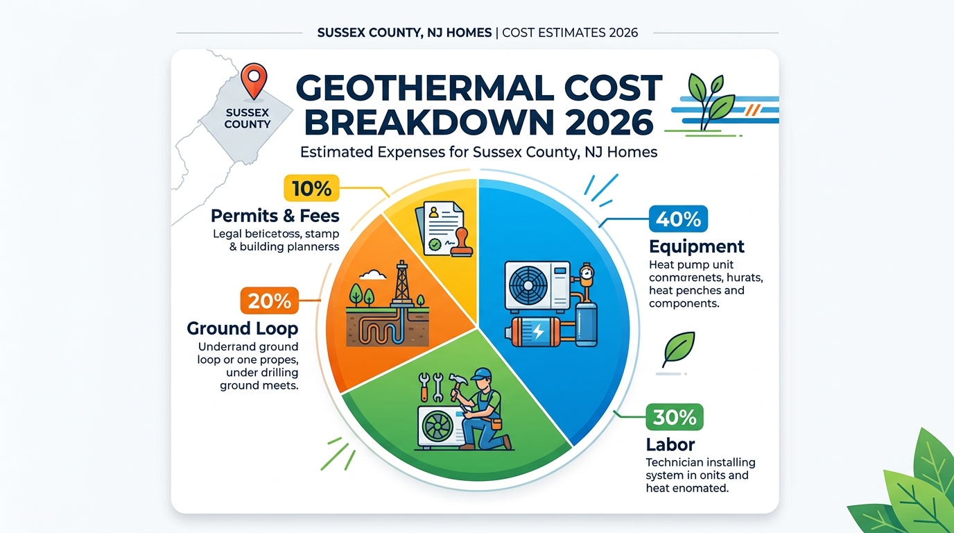 Geothermal installation cost breakdown chart for Sussex County NJ homes