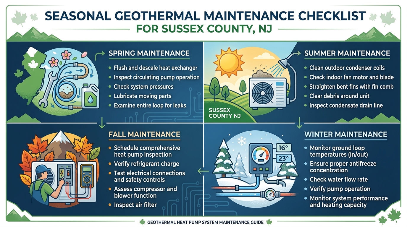 Seasonal geothermal maintenance checklist for Sussex County NJ homeowners