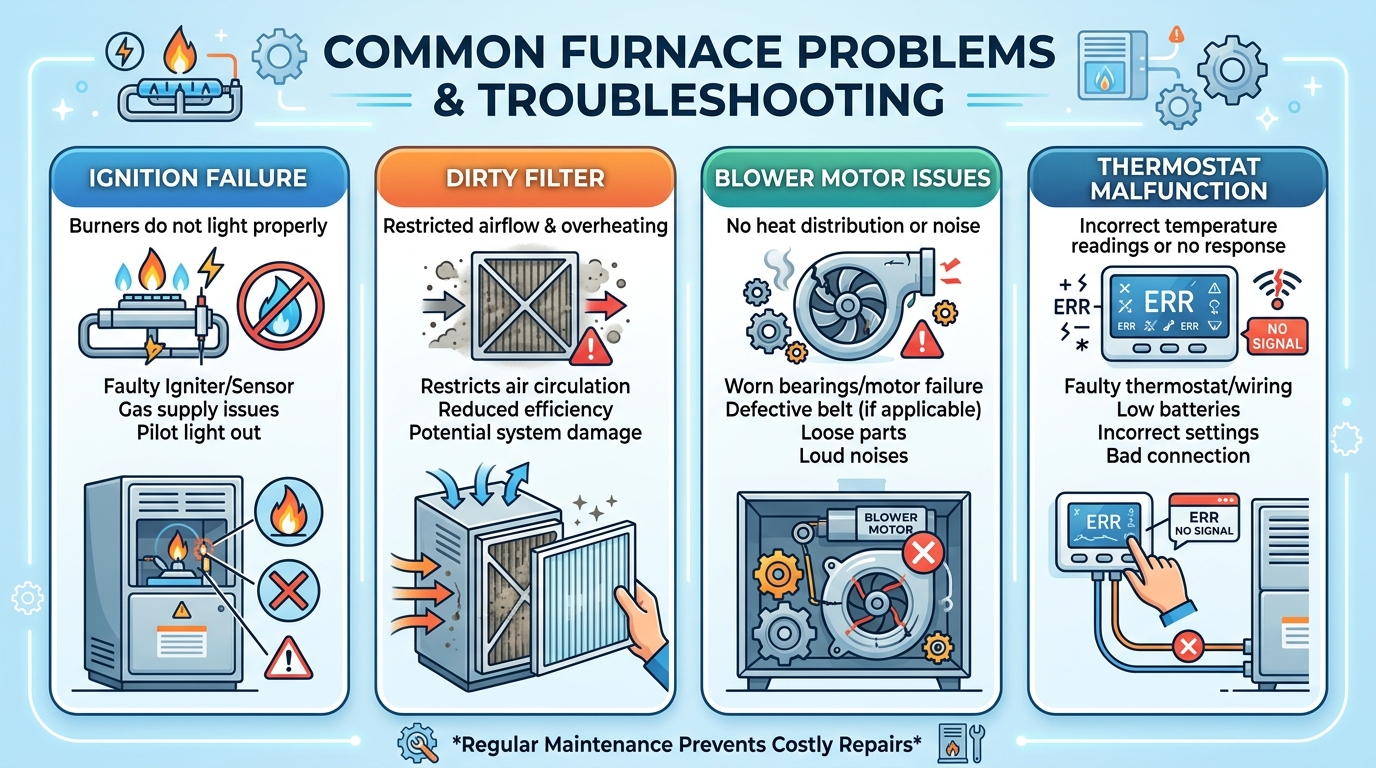 Common furnace problems illustration