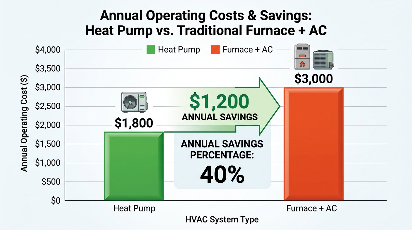 Cost comparison chart heat pump vs traditional HVAC